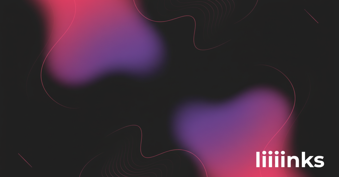 Abstract Spotify-style gradient cover art for "If Your Link in Bio Could Talk, Here's What It Would Beg You to Change" on liiiinks.